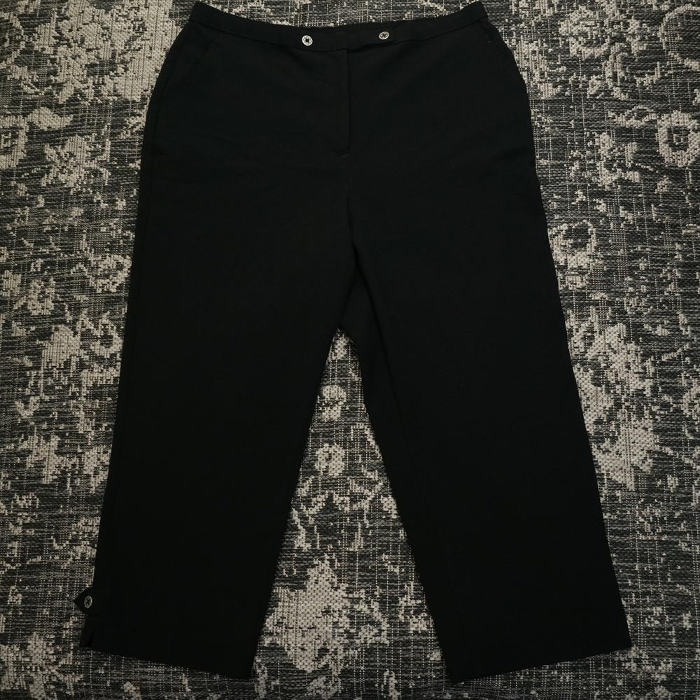Investments Womens Pants 16 Cropped Black High Rise Retro Career Dress Trousers